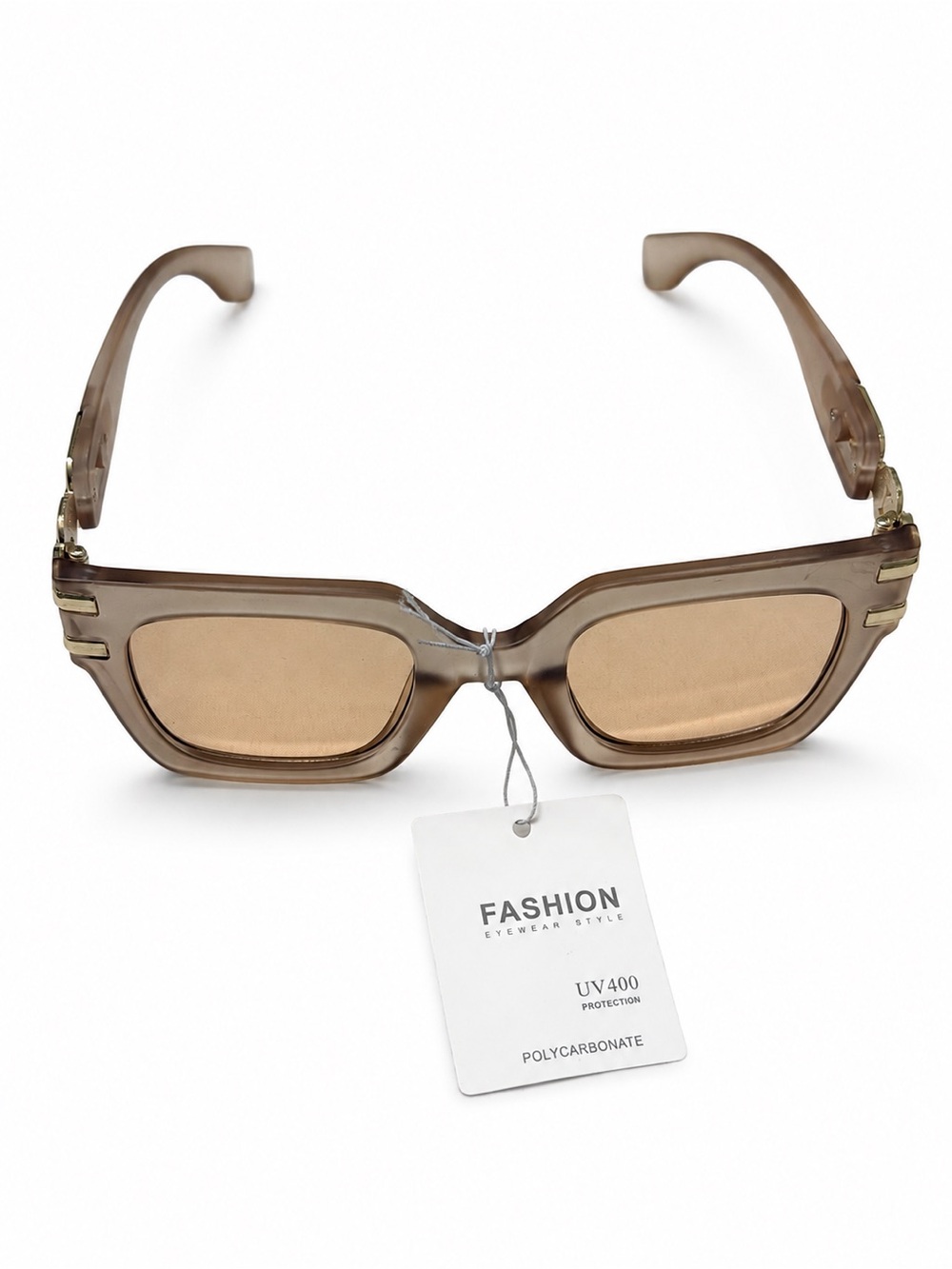 Fashion Eyewear Brown Rectangular Sunglasses - UV400 Protection